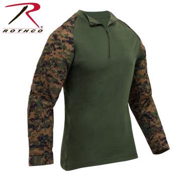 rothco Woodland Digital 1/4 Zip Tactical Airsoft Combat Shirt