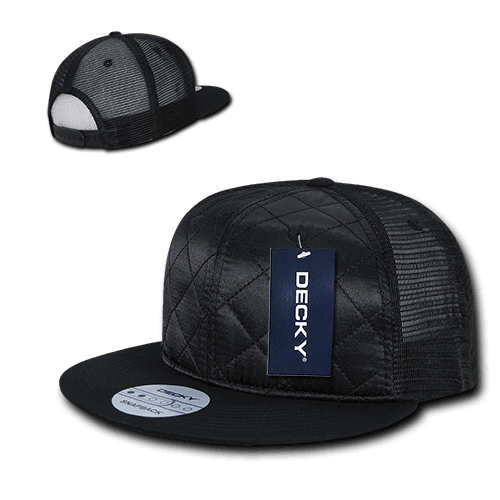 decky Quilted Flat Bill Trucker Caps