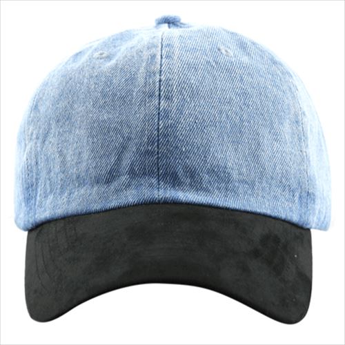newhattan 100% cotton denim cap with synthetic suede visor