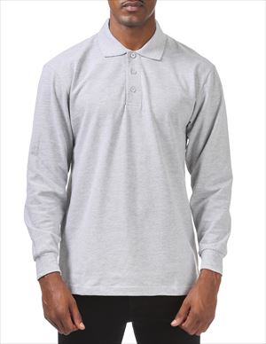 pro club Long Sleeve Pique Polo Shirt