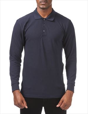 pro club Long Sleeve Pique Polo Shirt