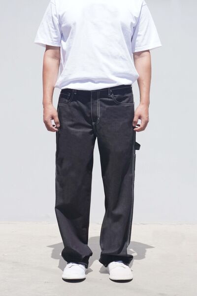 neo blue SHADOW BLACK BAGGY CARPENTER JEANS