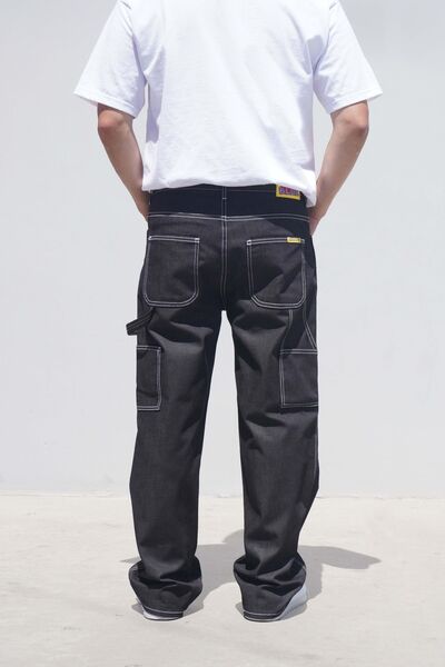 neo blue SHADOW BLACK BAGGY CARPENTER JEANS