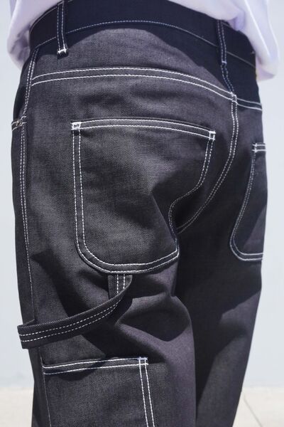 neo blue SHADOW BLACK BAGGY CARPENTER JEANS