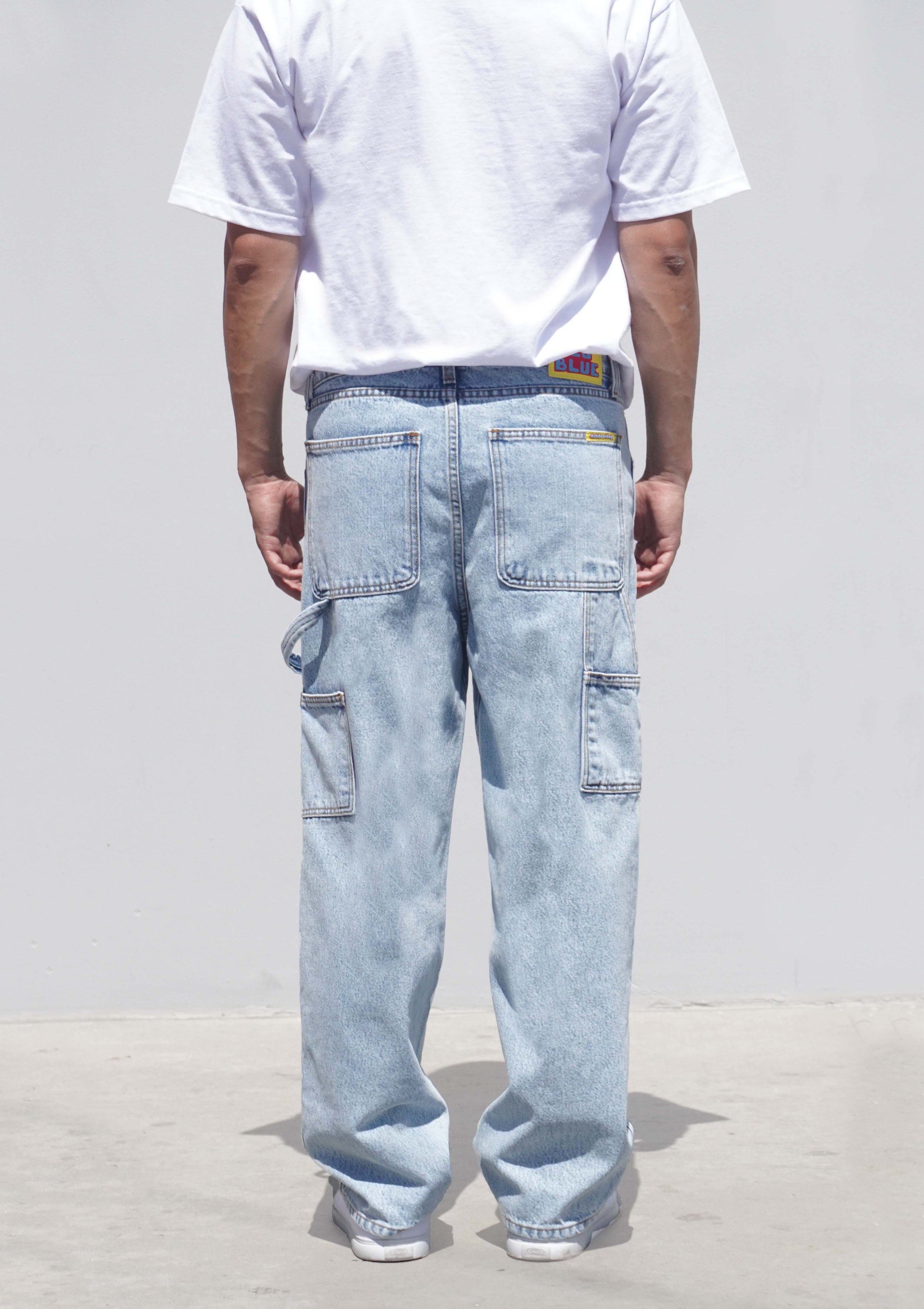 neo blue PASTEL BLUE BAGGY CARPENTER JEANS