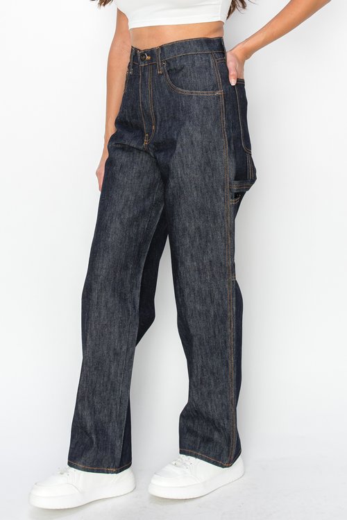 neo blue SUPER DARK CARPENTER BAGGY JEANS