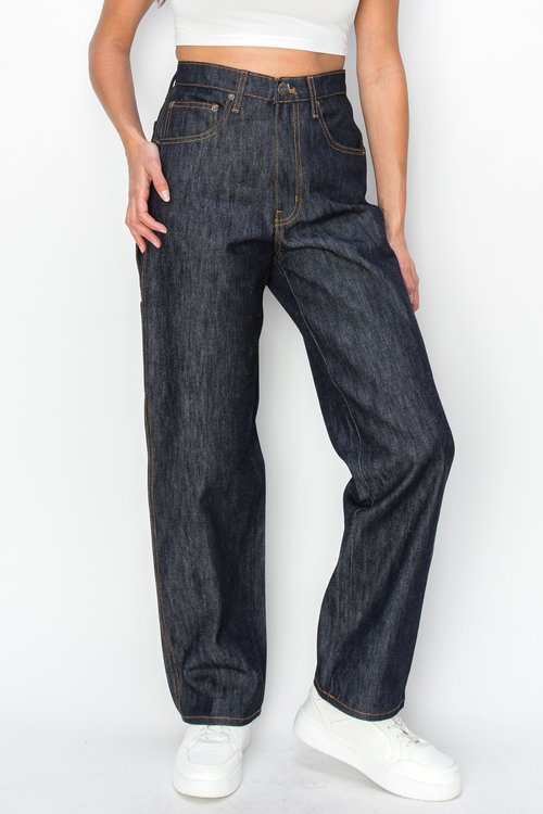 neo blue SUPER DARK CARPENTER BAGGY JEANS