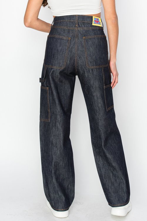 neo blue SUPER DARK CARPENTER BAGGY JEANS
