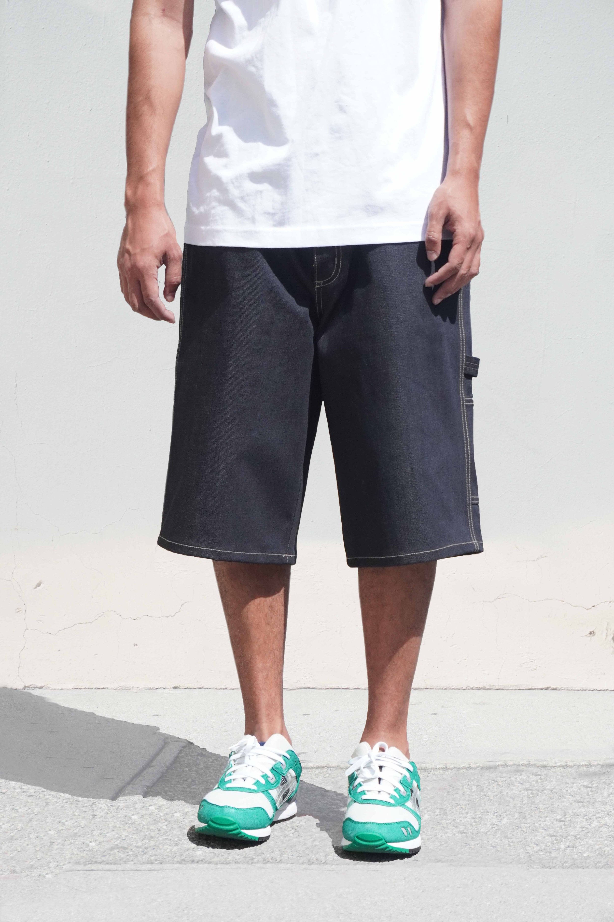 neo blue Black Baggy Carpenter Shorts