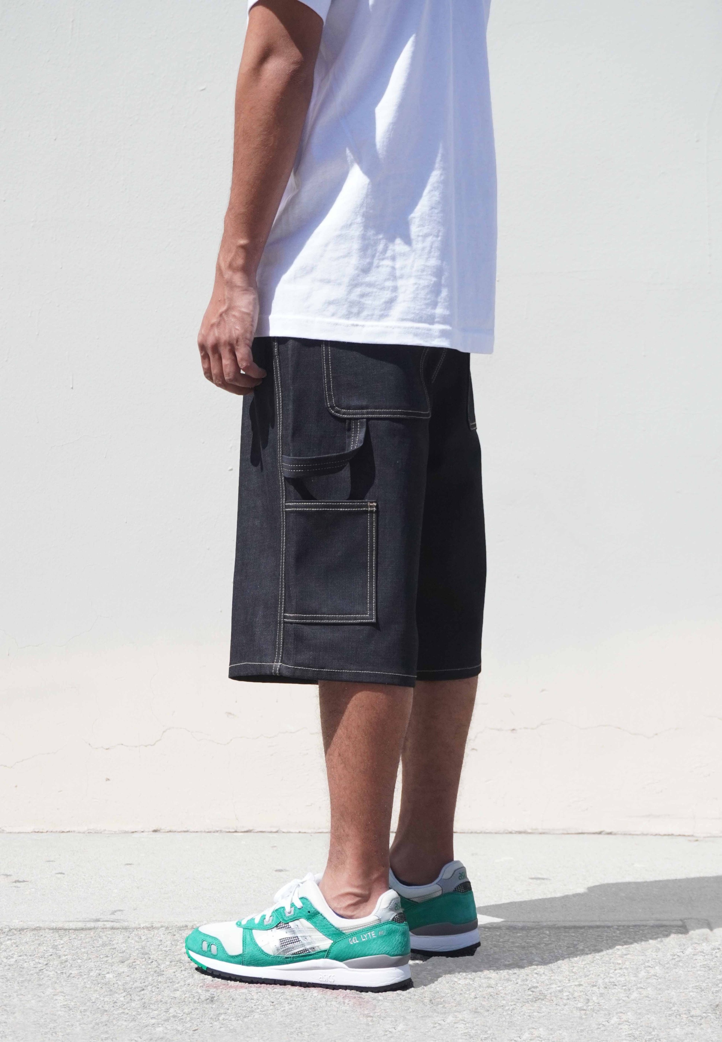neo blue Black Baggy Carpenter Shorts