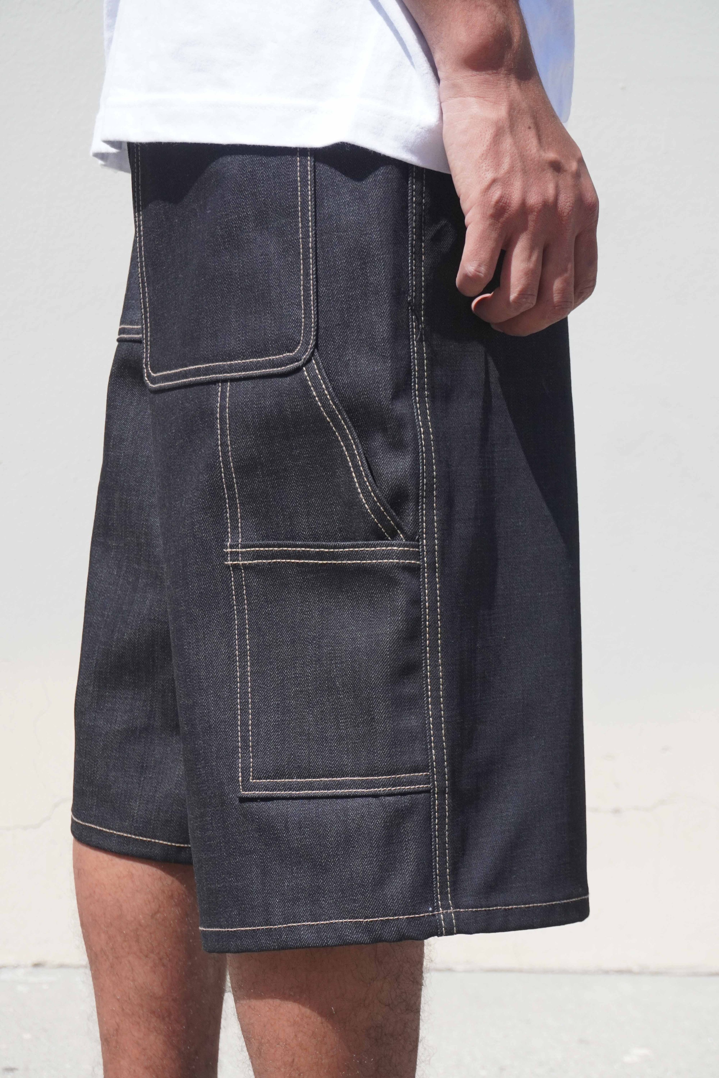 neo blue Black Baggy Carpenter Shorts