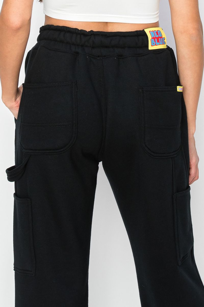 neo blue BLACK BAGGY CARPENTER SWEAT PANTS