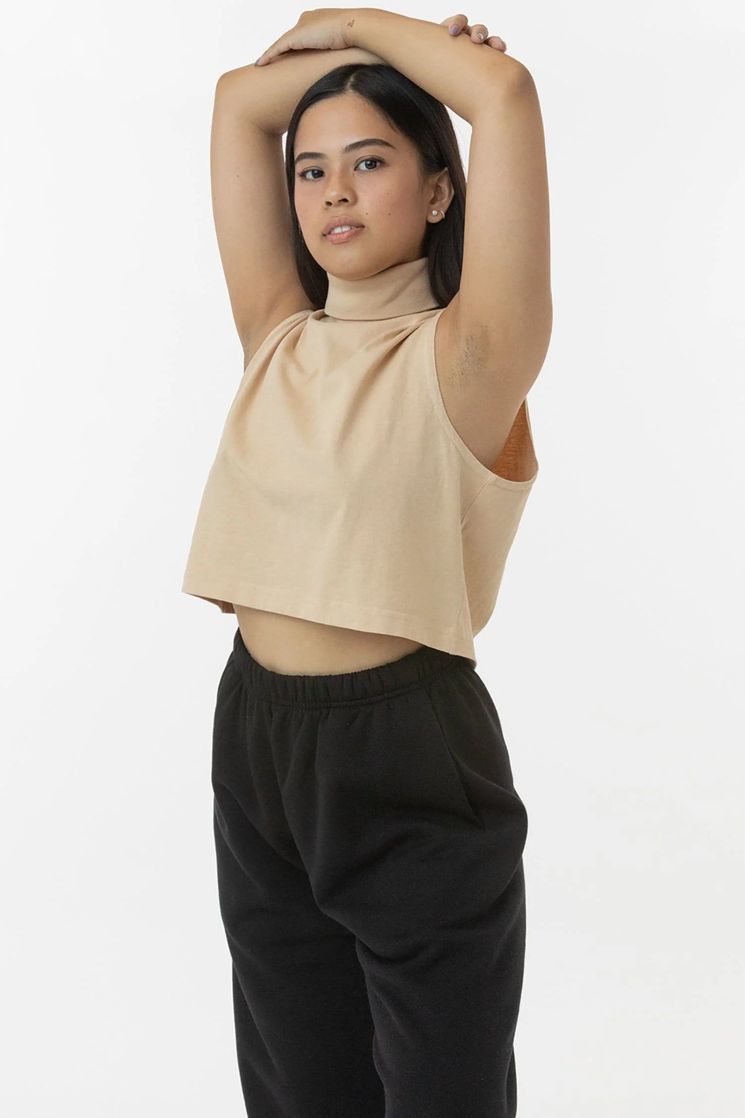 los angeles apparel Sleeveless Turtleneck Crop Top