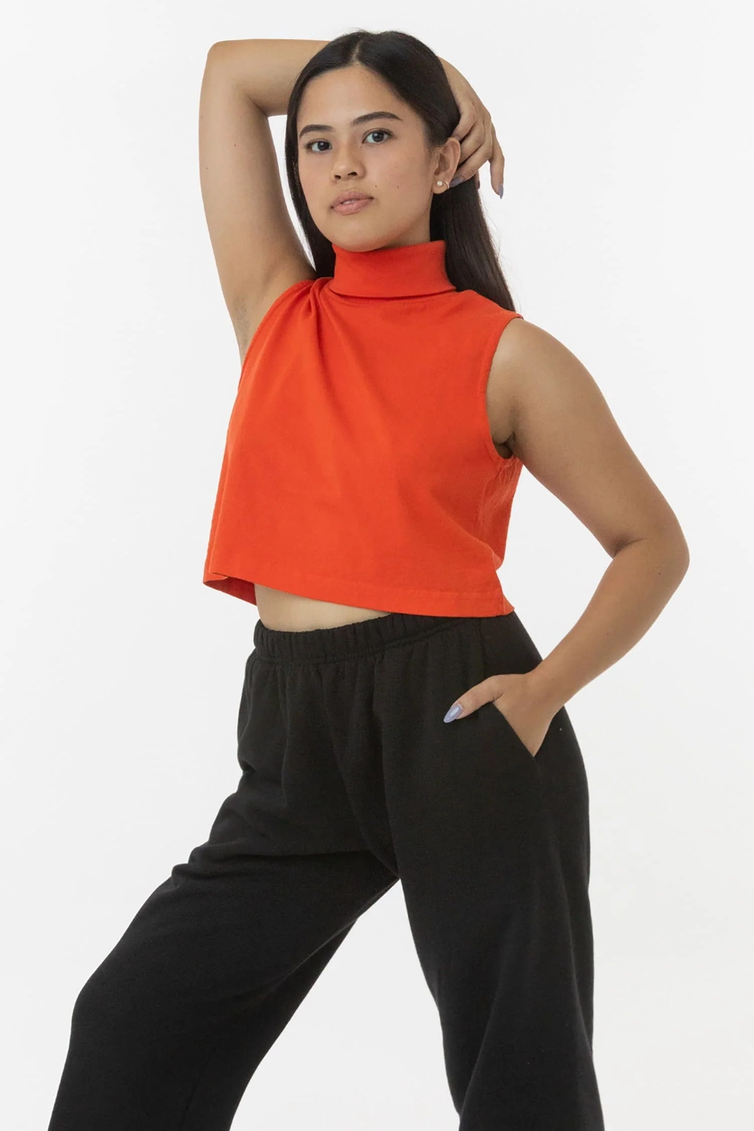 los angeles apparel Sleeveless Turtleneck Crop Top