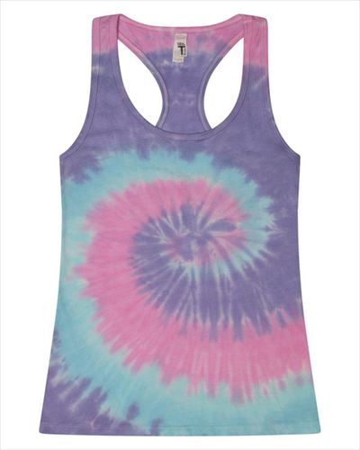 tie-dye-ap Ladies 4 oz. Tie-Dyed Racerback Tank Top