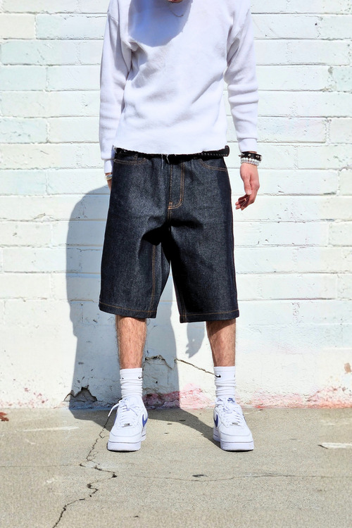 neo blue Super Dark Denim Shorts