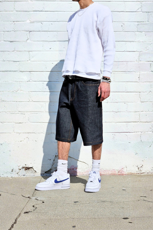 neo blue Super Dark Denim Shorts