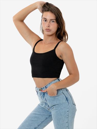 los angeles apparel Baby Rib Spaghetti Crop Tank VIAOS(Viatransports ...