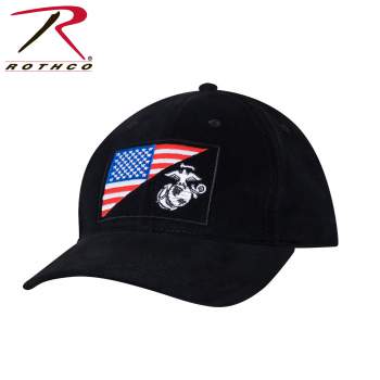 rothco Black Globe & Anchor/U.S. Flag Low Profile Cap