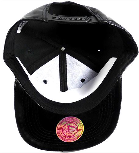 august caps Wholesale BLANK BLACK FAUXLEATHER SNAPBACK