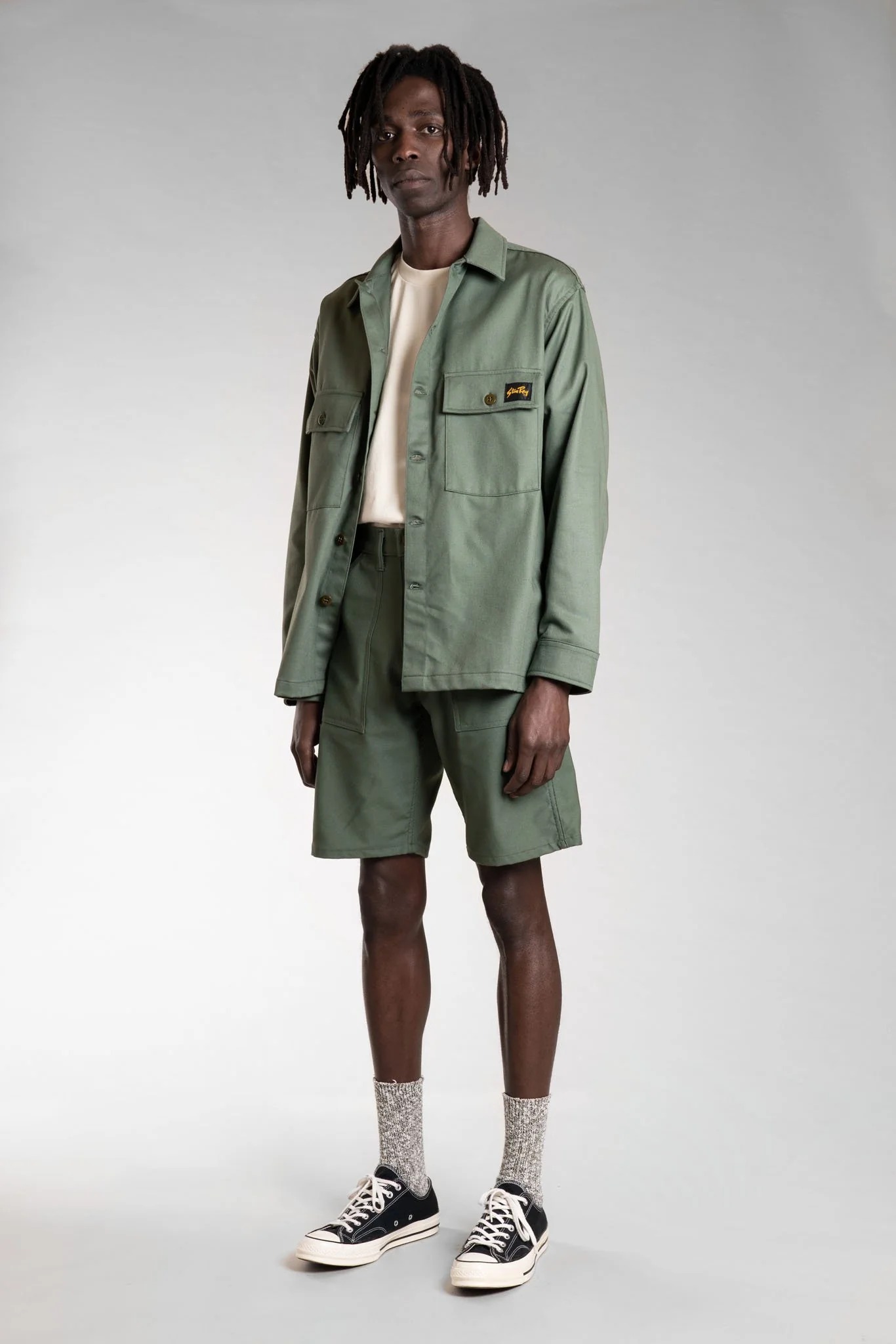 stan ray FATIGUE SHORT (OLIVE SATEEN)