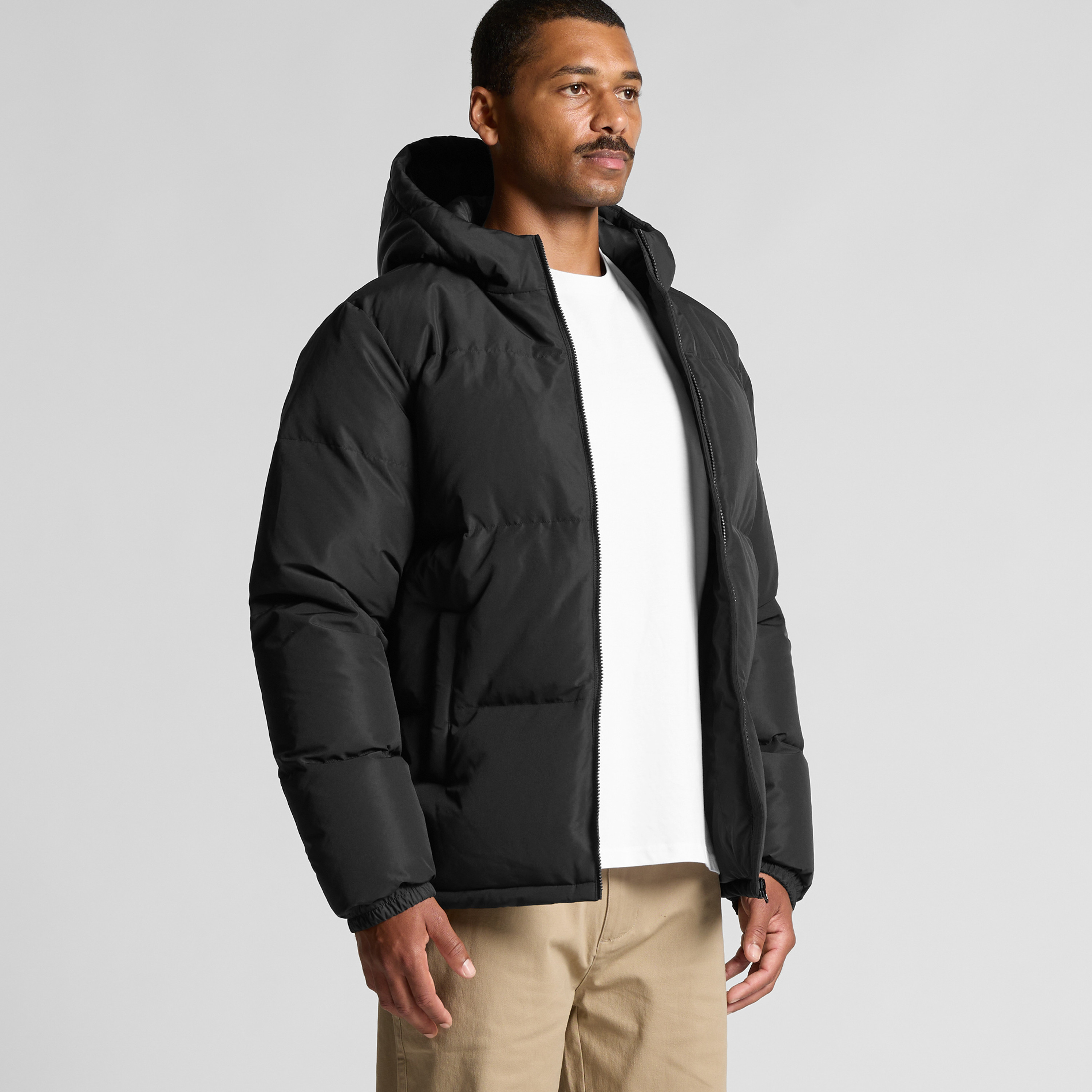 as colour MENS HOODED PUFFER JACKET