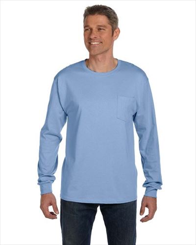 hanes Mens 6 oz. Tagless Long-Sleeve Pocket T-Shirt