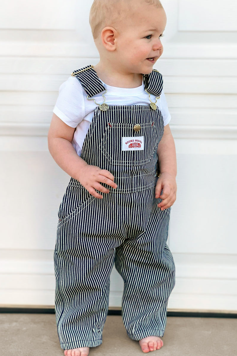 round house Hickory Stripe Bib Overalls; Children (10 oz.)