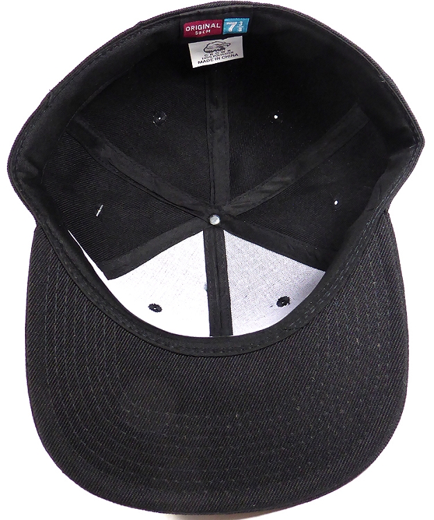 august caps Fitted Size Caps - Plain Hat - 7 3/8 - Black