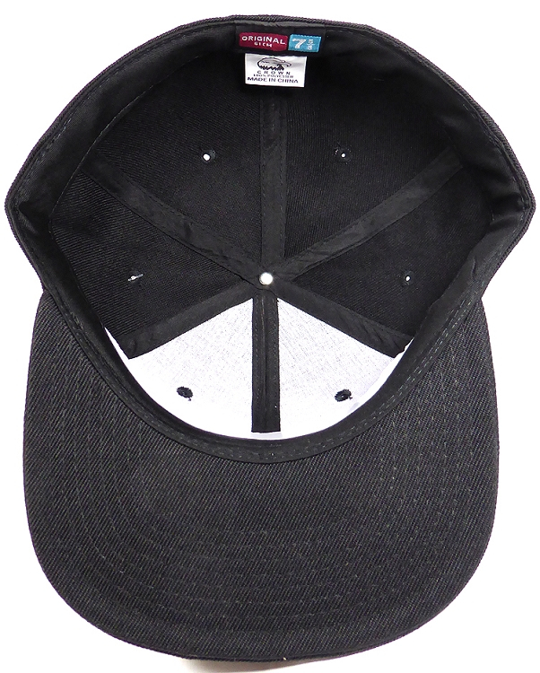 august caps Fitted Size Caps - Plain Hat - 7 5/8 - Black