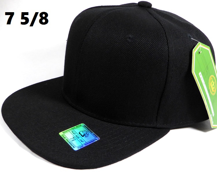 【Close Out Sale】august caps Fitted Size Caps - Plain Hat - 7 5/8 - Black