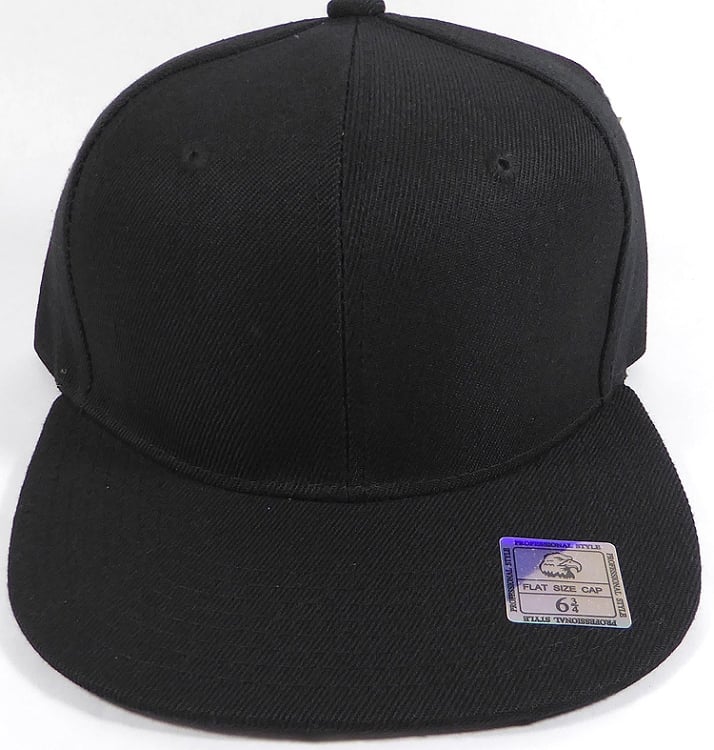 august caps Fitted Size Caps - Plain Hat - 6 3/4 - Black