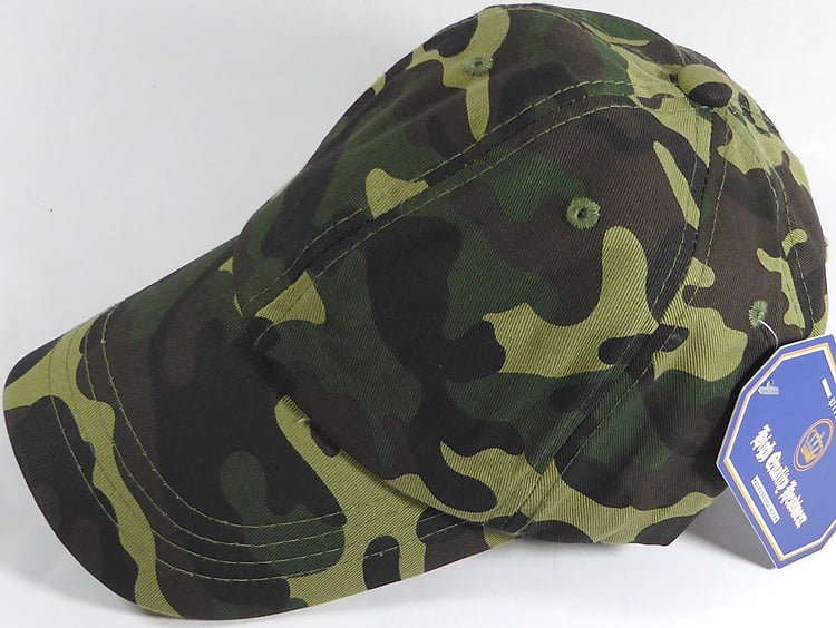 august caps Washed 100% Cotton Plain Baseball Cap-GLD MTL Buckle - Camo