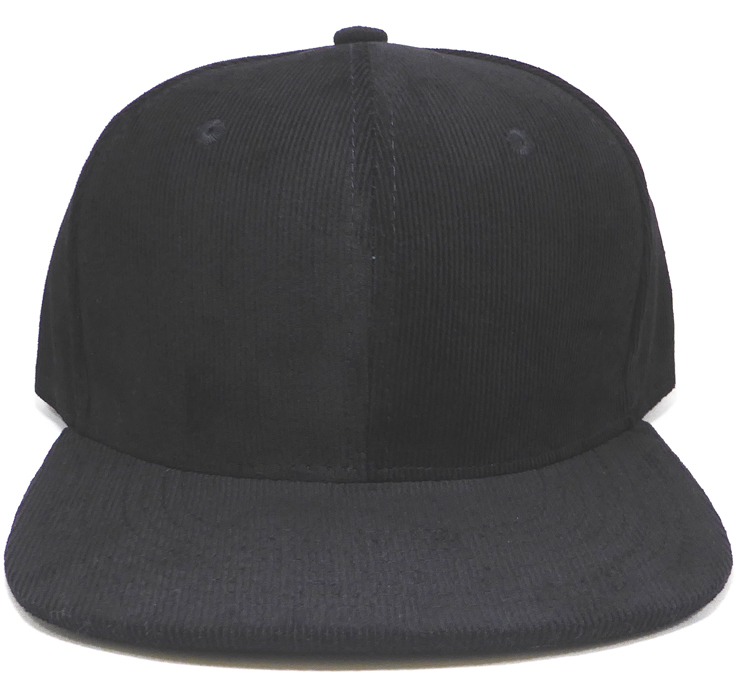 august caps CORDUROY Wholesale Blank Snapback Caps - Solid - Black