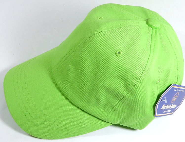 august caps Washed 100% Cotton Plain Baseball Cap-GLD MTL Buckle - Lime GRN