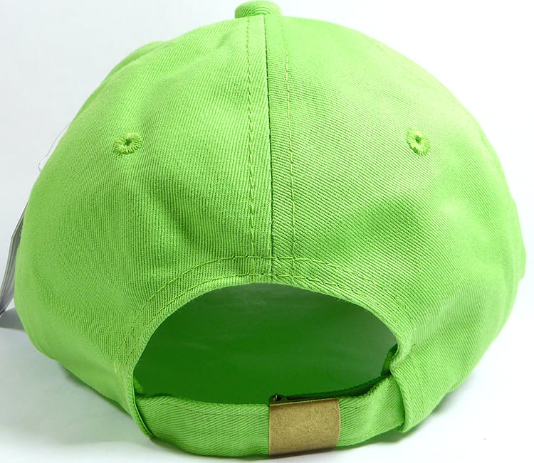 august caps Washed 100% Cotton Plain Baseball Cap-GLD MTL Buckle - Lime GRN