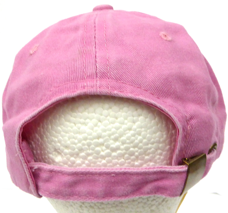 Pigment Dyed Cotton Plain Baseball Cap /Gold Metal Buckle - Solid L.Pink