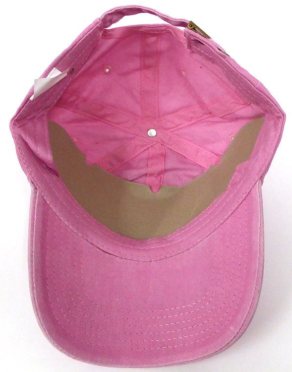 Pigment Dyed Cotton Plain Baseball Cap /Gold Metal Buckle - Solid L.Pink