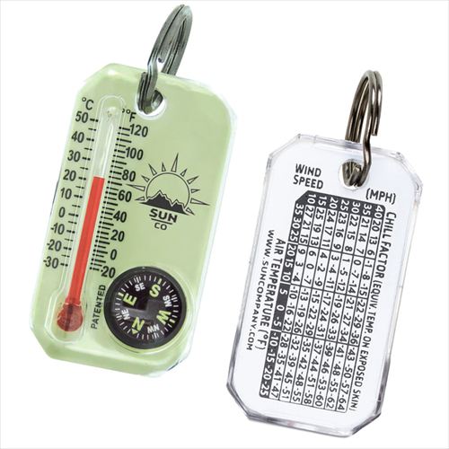 sun company LumaGage Zipper Pull Compass/ Thermometer