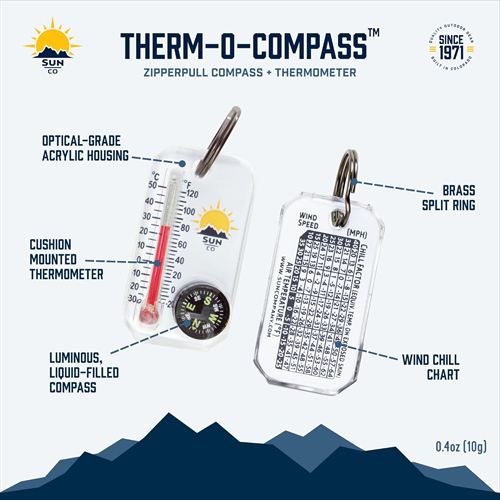 sun company Therm-o-compass Zipper Pull Compass/ Thermometer（無地）