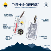sun company Therm-o-compass Zipper Pull Compass/ Thermometer