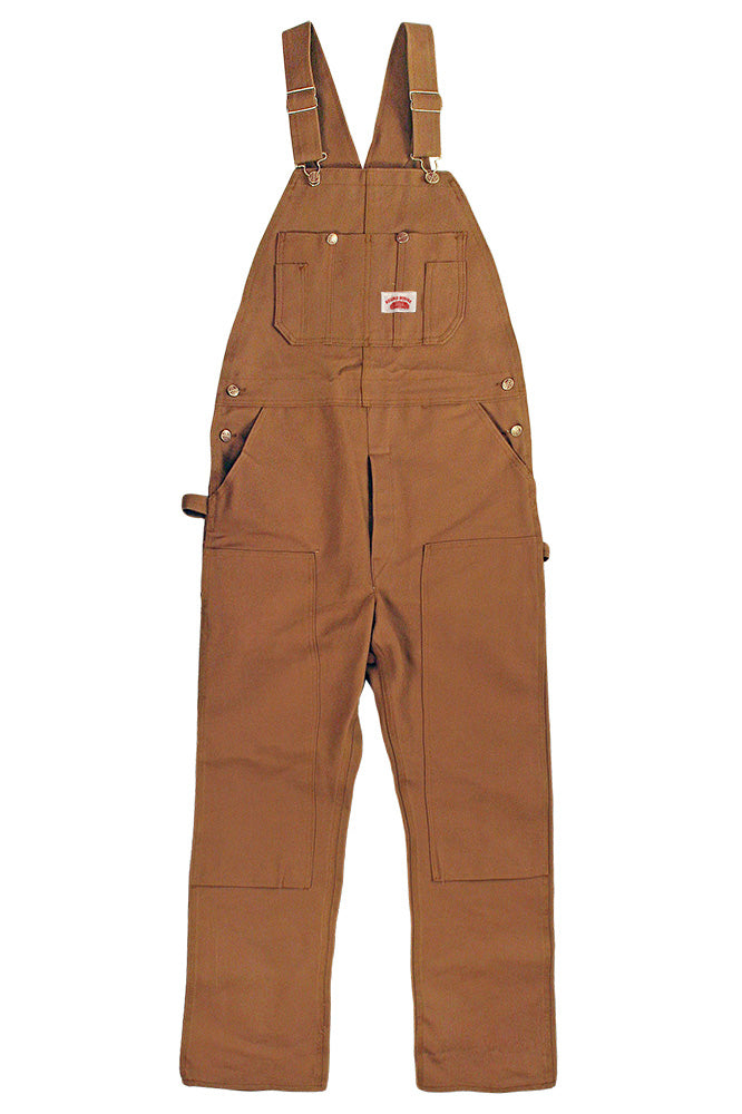 round house Mens Brown Duck Bib Overalls (12 oz. - full double knees)