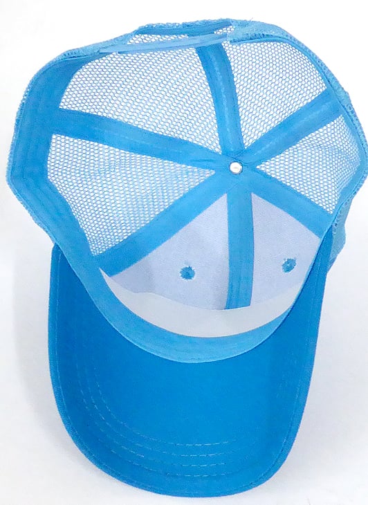 august caps KIDS Junior 6 panel Plain Mesh Baseball Snapback Caps - T.Blue