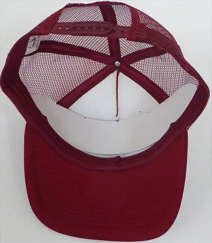 august caps Mesh Trucker 5 Panel Curved Snapback Blank Hats - Burgundy