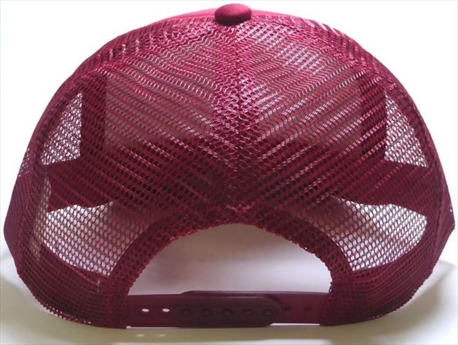 august caps Mesh Trucker 5 Panel Curved Snapback Blank Hats - Burgundy