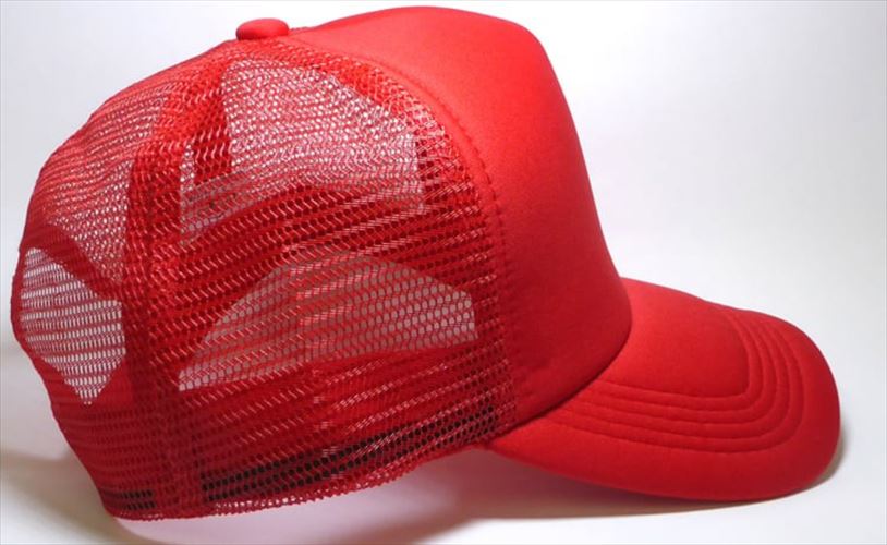 august caps Mesh Trucker 5 Panel Curved Snapback Blank Hats - Red