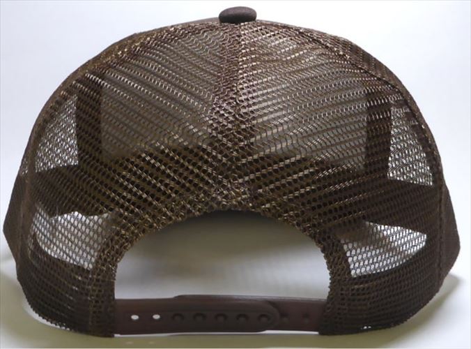 august caps Mesh Trucker 5 Panel Curved Snapback Blank Hats - Brown