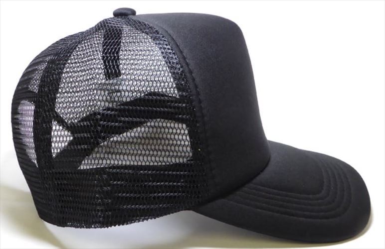 august caps Mesh Trucker 5 Panel Curved Snapback Blank Hats - BLACK