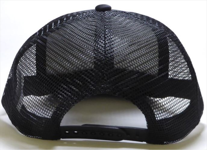 august caps Mesh Trucker 5 Panel Curved Snapback Blank Hats - BLACK