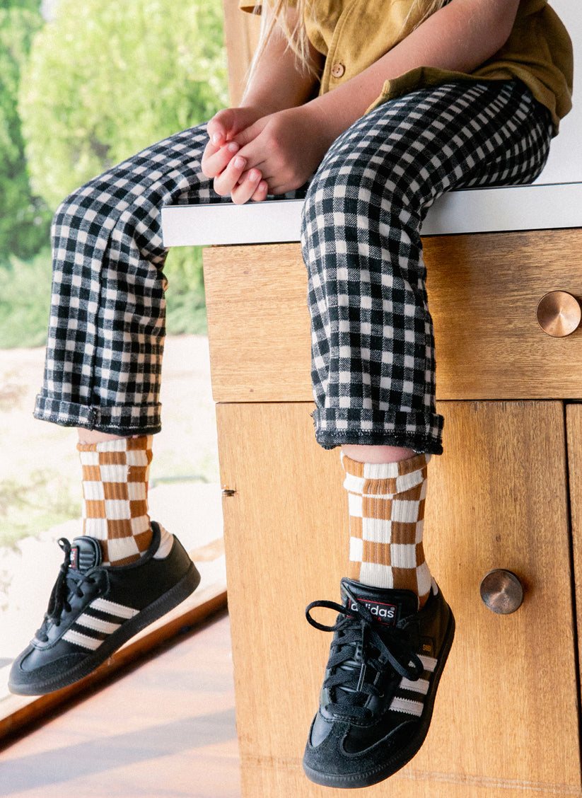 weld mfg Kids Checkerboard Crew Socks